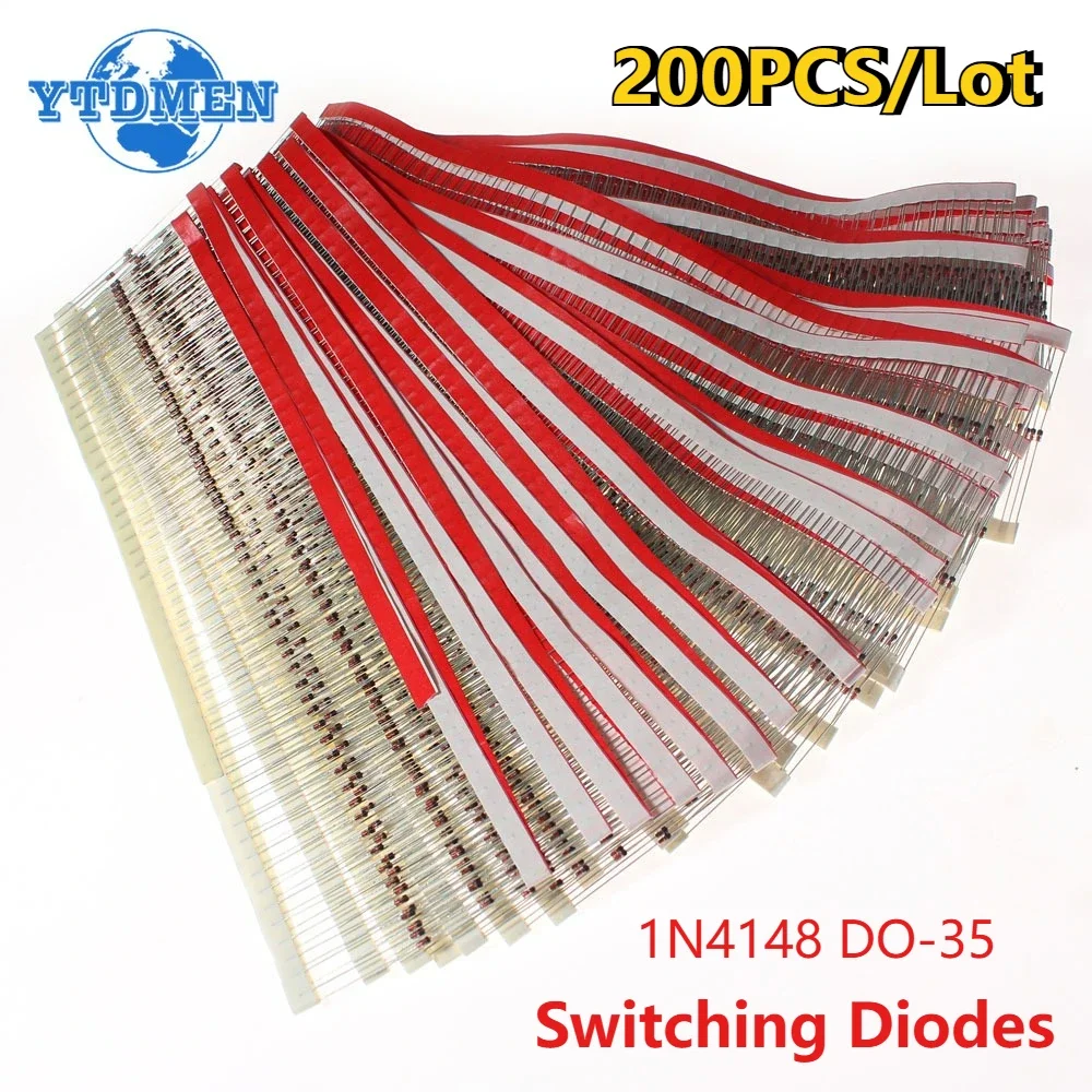 YTDMEN | 200PCS 1N4148 Diodes Kit High-speed Switching Diode IN4148 DO-35 200mA 100V