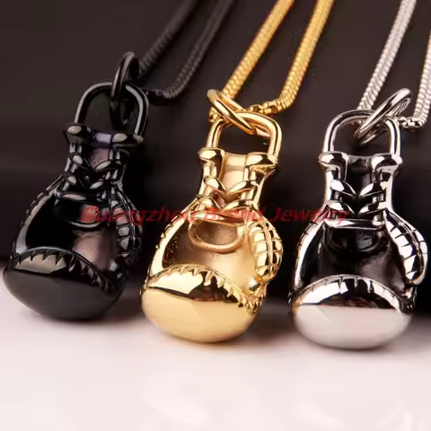 40*24mm 41g Boxing Glove Chain Boxing Match Jewelry 316L Stainless Steel Pendant Mens Boys Gifts Sil
