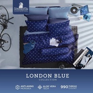 ชุดผ้าปู + ผ้านวมเย็บติด Dunlopillo รุ่น London Blue เทคโนโลยีผ้าถนอมผิว ทอ 990 เส้นด้าย