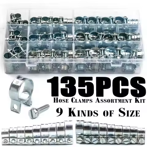 135/60Pcs Hose Clamp Double Ears Clamp 8-18mm Worm Drive Fuel Water Hose Pipe Clamps Clips Hose Fuel