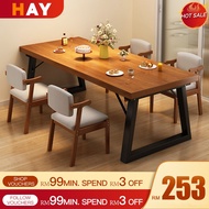 Dining Table Meja Makan 32MM Table Top Rectangular Table Dining Table Kitchen Table with Metal Legs 