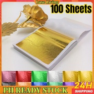100pcs Gold Foil Leaf Sheet, Imitation Metal Leaf Papers 9*9cm for Arts Handcrafts Gilding Nail Arts
