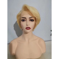 613 blonde pixie cut straight lace front human hair wig 10A grade