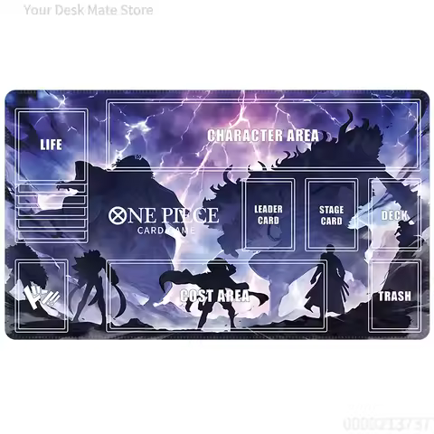Anime One Piece TCG Playmat with Life Cost Deck Zones,Waterproof Aesthetic Office Keyboard Pad
