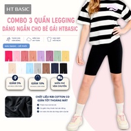 Combo of 3 Short Leggings for Girls H&T, 4-Way Cotton Rib, Soft, Smooth, Stretchy and Cool, for Chil