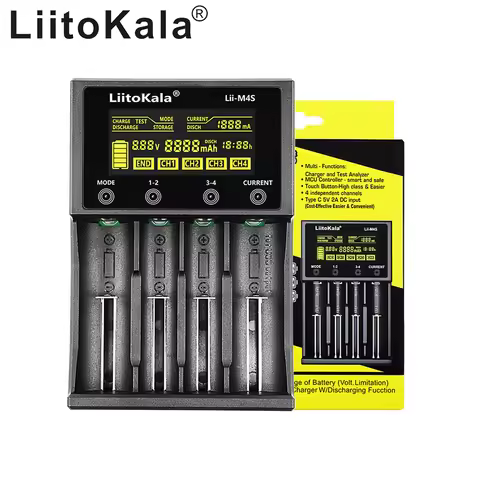 LiitoKala Lii-M4 Lii-M4S LCD Smart Battery Charger 3.7V 1.2V For 18650 26650 16340 14500 18500 20700
