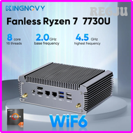 REGJU AMD Mini PC FU02 Fanless Ryzen 7 7730U 5800U Gaming Mini Computer Windows 11 Dual LAN Firewall