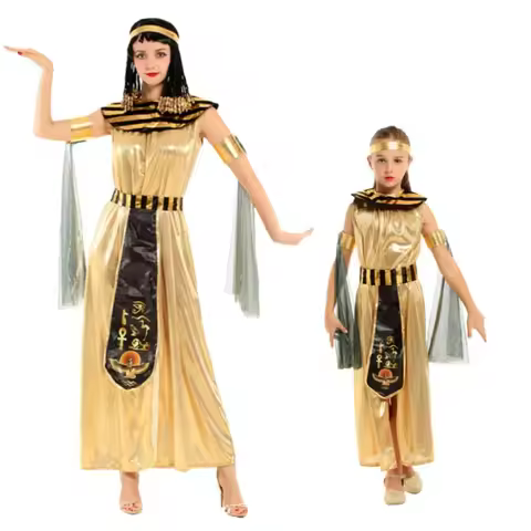 Halloween parent-child costume: Ancient Egyptian king Pharaoh goddess Cleopatra Cosplay costumes gol