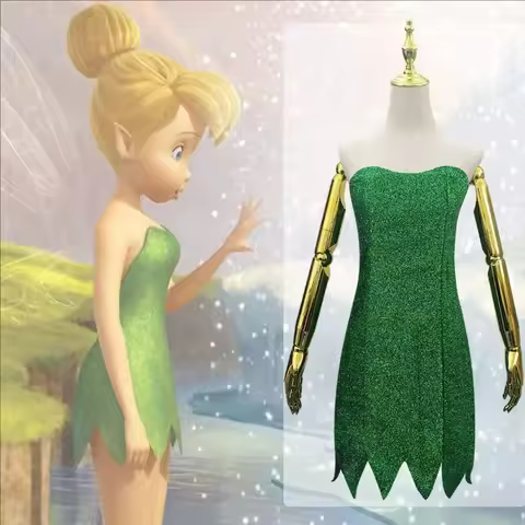 Anime Elf Role Playing Costume Tinker Bell Green Adult Dress Tinker Bell Christmas Party Role Playin