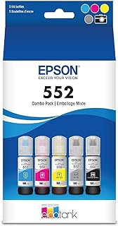 EPSON 552 EcoTank Ink Ultra-high Capacity Bottle Five Color Combo Pack (T552920-S) Works with EcoTank Photo ET-8500, ET-8550