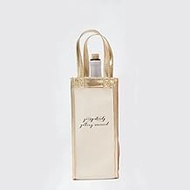 8 Oak Lane Canvas Going Steady Wine Bag, 10" x 4.5" x 4.25", Gold