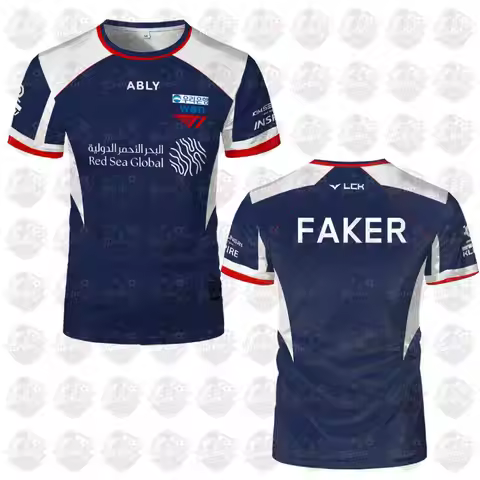 2026 MSI T1 Esports Team Jersey T-Shirt Faker Blue and White Jersey New Game Fan Support Crew Neck T