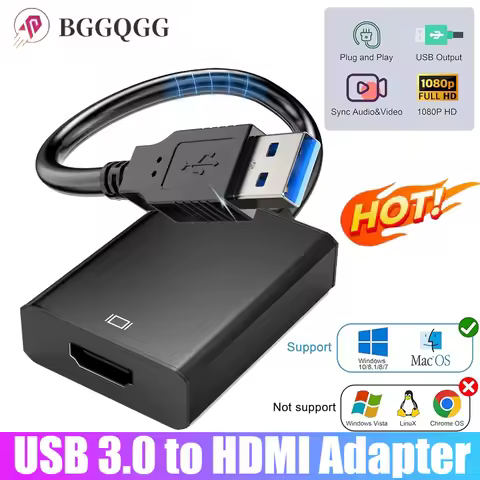 USB 3.0 To HDMI Adapter 1080P USB To HDMI Converter USB A To HDMI Cable 60Hz Audio Video Adapter for