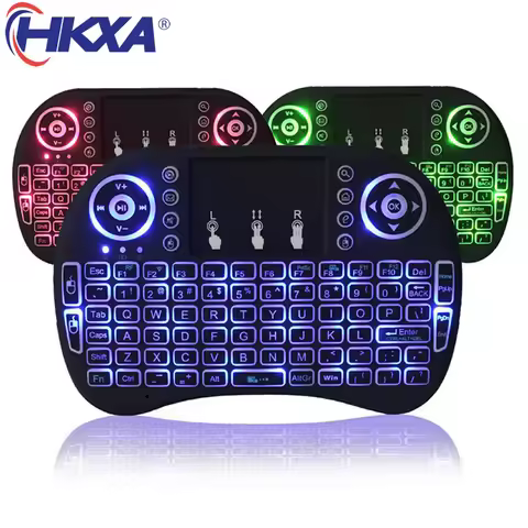 I8 Backlit Mini Wireless Keyboard English Russian French Spanish Portuguese 2.4G Air Mouse Remote To
