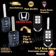 🔥New Design 2024🔥 Honda Remote Flip Key Case Casing Modify Foldable 2 / 3 Button City HRV Jazz BRV B