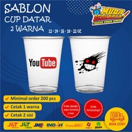 FLAT CUP SCREEN PRINTING 2 COLORS FLAT CUP SCREEN PRINTING PP CUP SCREEN PRINTING PLASTIC FLAT CUP 1