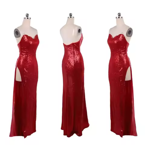 Carnival Anime Rabbit Jessica Red Sequin Fancy Dress Halloween Costume Dress Ladies Nightclub With G