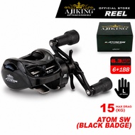 Ajiking Atom SW Black Badge 15kg Max Drag Mesin Pancing Baitcasting | BC Saltwater | Fishing Reel