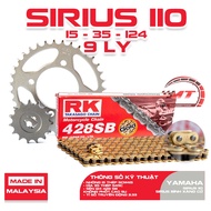 Golden RK chain sprocket for Yamaha Sirius 9mm imported from Malaysia