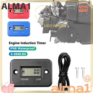 ALMA Engine Hour Meter, Waterproof Digital Display Inductive Hour Meter, Easy Installation LCD Scree