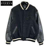 mastermind x Stussy 7750 骷髏刺繡皮袖運動夾克 XL [二手]