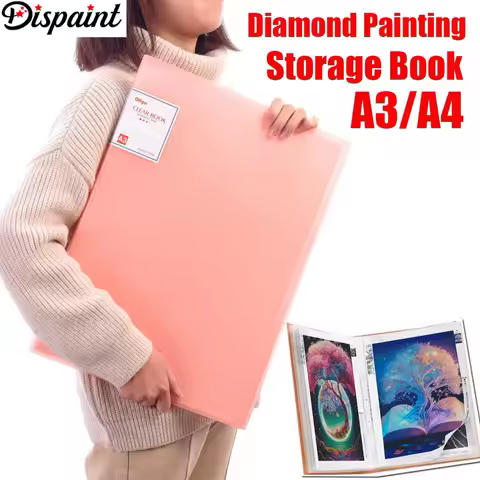 Dispaint A3/A4 Diamond Painting Storage Book - Organizer with 30 Crystal Clear Pockets Securely Stor