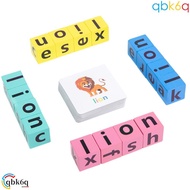 QBK6Q Letter Spelling Block Word Spelling Game Flash Cards Baby Learning Cards Wooden Interactive Ki