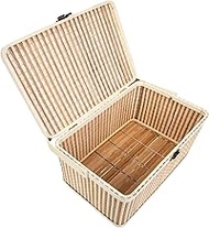 GANAZONO Portable Moon Cake Box Wicker Picnic Hamper Woven Fruit Basket Wicker Basket with lid Basket with Handle Baby Decor Basket for Gift Packing with Cover Food Basket Bamboo Weaving