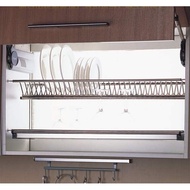 2-Tier Kitchen Cabinet Built In stainless steel Dish Rack