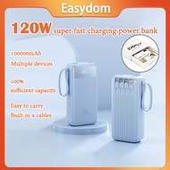 120W Super Fast Charging Powerbank 10W mAh With 4 Cables Led Digital Display Portable PowerBank