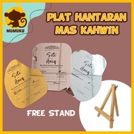 PLAT HANTARAN MAS KAHWIN CEK UKIRAN ROCK SHAPE- Ijab Qabul : Kayu & Acrylic Gold Silver