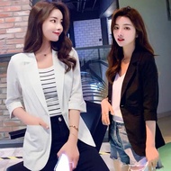 Thin Blazers 3/4 Sleeves Women's Casual Suit Jacket Korean Slim Fit Short Blazer
