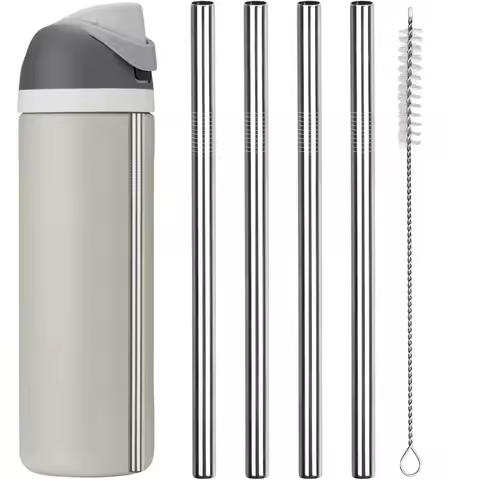 2/4/6Pcs Metal Replacement Straws for Owala Water Bottle 24 oz 32 oz, With 1 Cleaning Brush, Reusabl