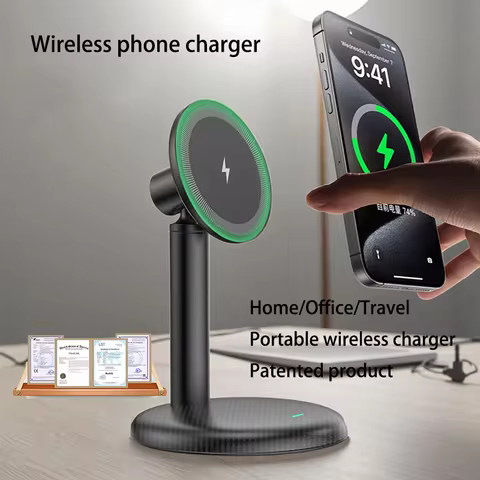 Newest Product in 2026 Desktop Wireless Charger Stand for iphone Samsung Office Home Travel Magnetic