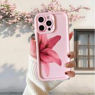 Fashion TPU Material Pink Lily Flower Pattern Thick Shockproof Lens Full Coverage Protective Phone C