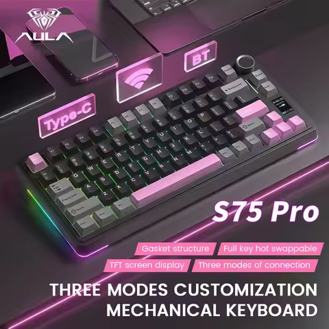 AULA S75 Pro Wireless Mechanical Keyboard 75% Hot Swappable RGB Backlit 4000mAh PBT Keycaps Gaming K