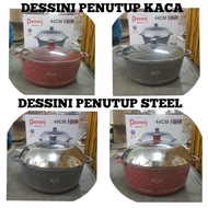 periuk dessini/ DESSINI 44CM RED/GREY PERIUK RENDANG PENUTUP KACA/STEEL