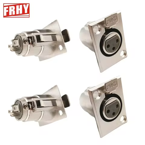 Studio-Grade 4 PCS 3-Pin XLR Panel Mount Connectors, Male & Female Jack Socket Wall Plate Durable St
