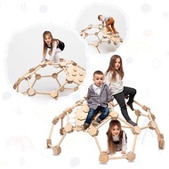 木製攀爬架 Geodome - 適合 2-6 歲兒童的攀爬圓頂 蒙特梭利玩具
