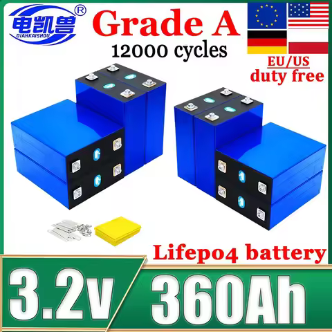 1-32pcs Grade A 3.2V 360Ah LiFePO4 Rechargeable Lithium Iron Phosphate Battery Cell for DIY 12V 24V 