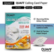 QUAFF A4 White Glitter Cardstock Paper 250gsm 50 Sheets Premium Shimmer Inkjet Printable Craft Paper