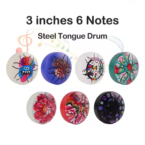 Mini Rain Drum Inch 6 Notes Steel Tongue Drum Different Patterns Musical Instrument for Boys and Gir
