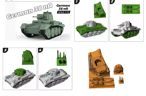 German 38 nA Light Tank MRY-SFW SS728 1/72 1/48 1/35 25mm Military Model Kit
