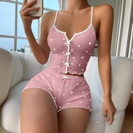 Women's Back-Print Slit Nightwear Set for Comfortable Home Leisure