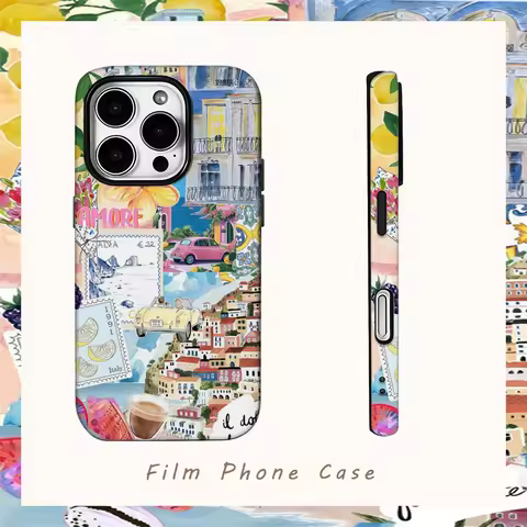 Italian Town Walk Phone Case for IPhone 16 15 14 13 12 11 X XS XR XSMAX 7 8 Pro Max Plus Double-laye
