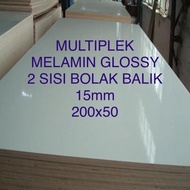 EF Triplek/Multiplek melamin putih glossy (bolak balik) 15mm 200x50 cm
