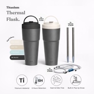 SWANZ Woky Titanium Travel Mug 770ml - Twin Combo - 99.9% Pure Titanium, Vacuum Insulated Coffee Tum