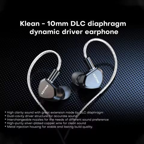 KEFINE Klean 10mm DLC Diaphragm Dynamic Driver Hifi Wired IEM Earphones