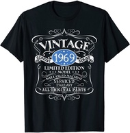 Vintage 1969 53th Birthday Gift Women Original Design Cotton T shirt Short Sleeve Printed Crew Neck 