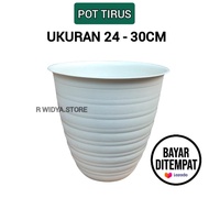 Pot Tawon Tirus Ukuran 30cm &amp; 24cm Pot Bunga Murah Pot Tanaman Pot Bunga Plastik Putih Pot Bunga Plastik Lusinan Murah